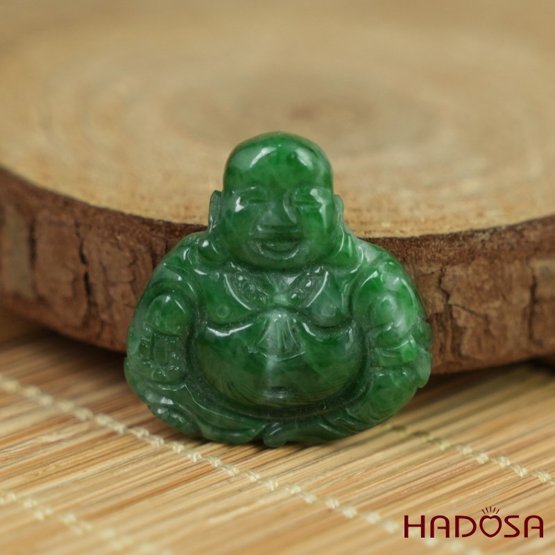 Mặt Di Lặc Cẩm Thạch xanh ngọc đậm 22*23mm