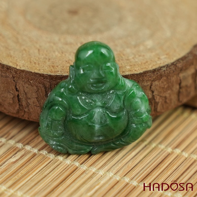 Mặt Di Lặc Cẩm Thạch xanh ngọc đậm 22*23mm