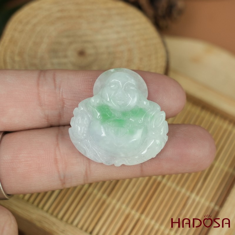 Mặt Di Lặc Cẩm Thạch trắng vân lý 28x28x7mm