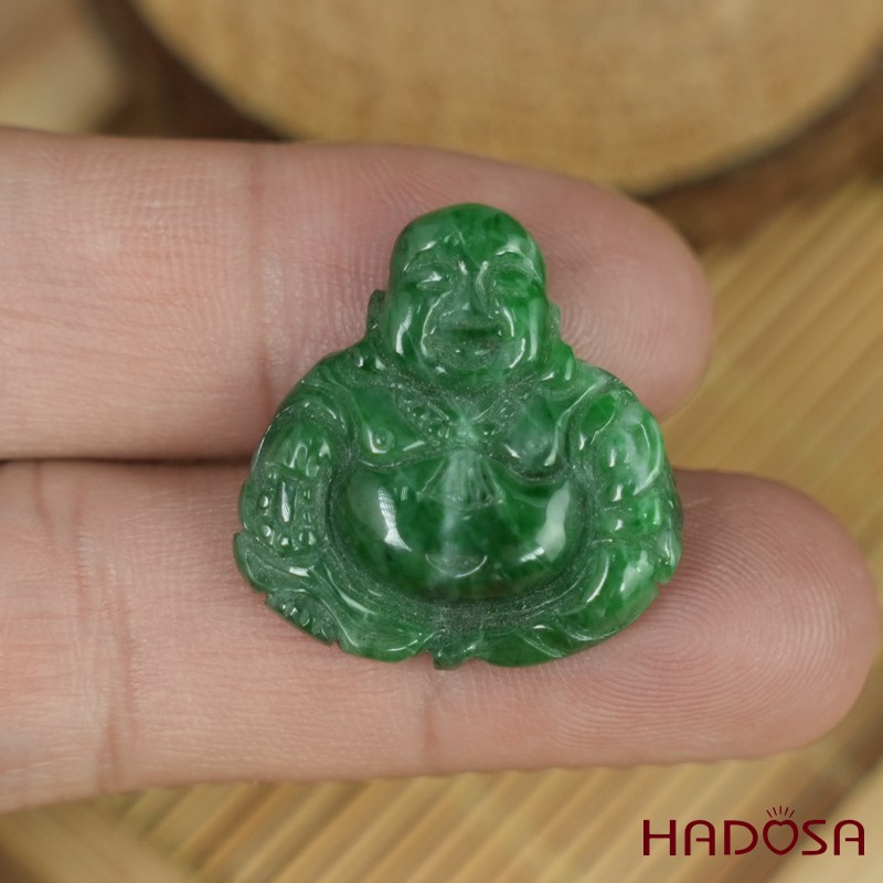 Mặt Di Lặc Cẩm Thạch xanh ngọc đậm 22*23mm