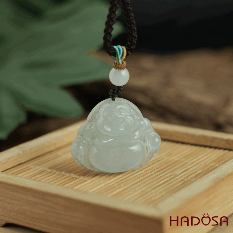 Mặt dây chuyền Phật DI Lặc Cẩm Thạch A Nếp Băng 29x24x6mm