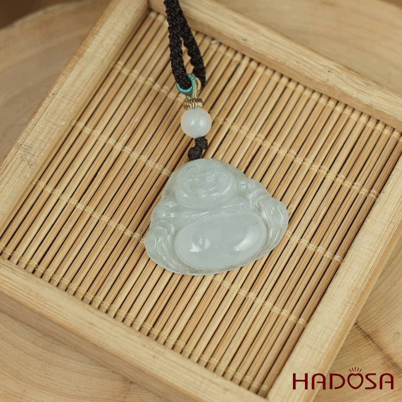 Mặt dây chuyền Phật DI Lặc Cẩm Thạch A Nếp Băng 29x24x6mm