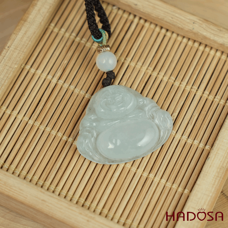 Mặt dây chuyền Phật DI Lặc Cẩm Thạch A Nếp Băng 29x24x6mm