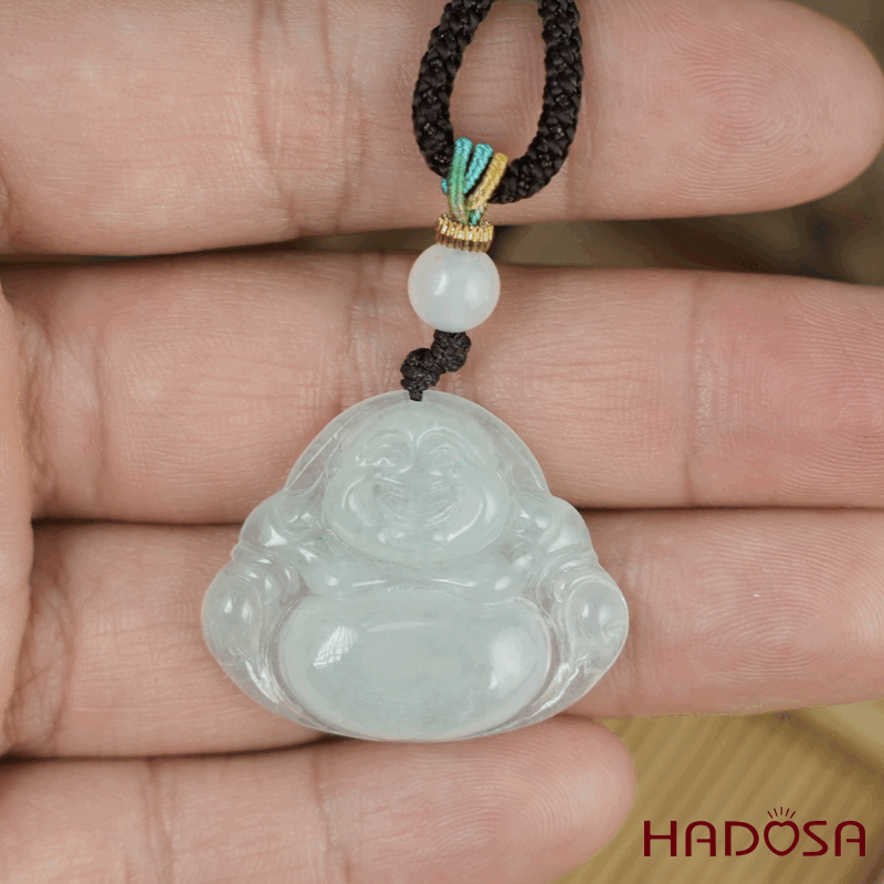 Mặt dây chuyền Phật DI Lặc Cẩm Thạch A Nếp Băng 29x24x6mm