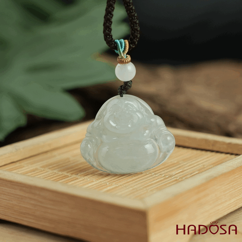 Mặt dây chuyền Phật DI Lặc Cẩm Thạch A Nếp Băng 29x24x6mm