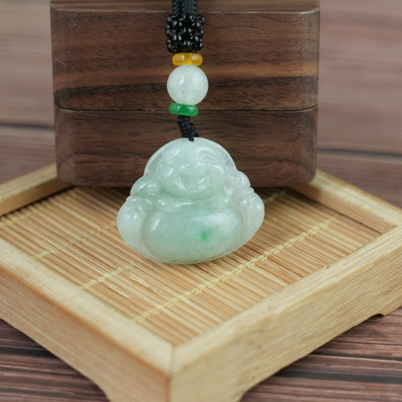 Mặt dây chuyền Phật DI Lặc Cẩm Thạch A Nếp Lý 30x24x6mm