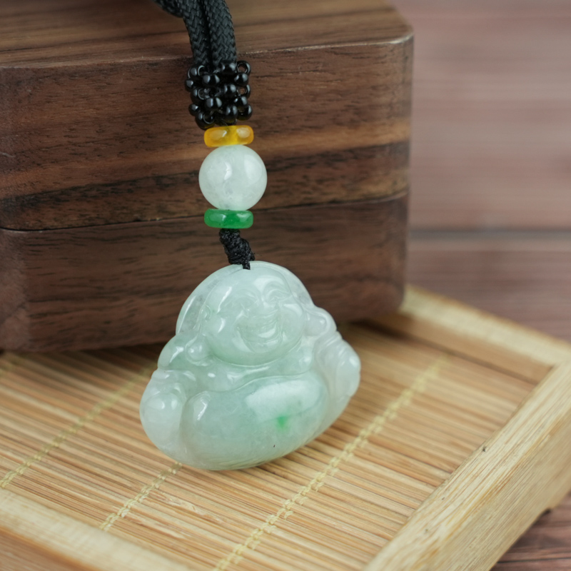 Mặt dây chuyền Phật DI Lặc Cẩm Thạch A Nếp Lý 30x24x6mm