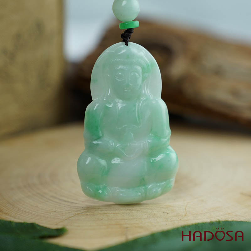 Phật Quan Âm Ngọc Cẩm Thạch A Nếp Chủng 50x32mm