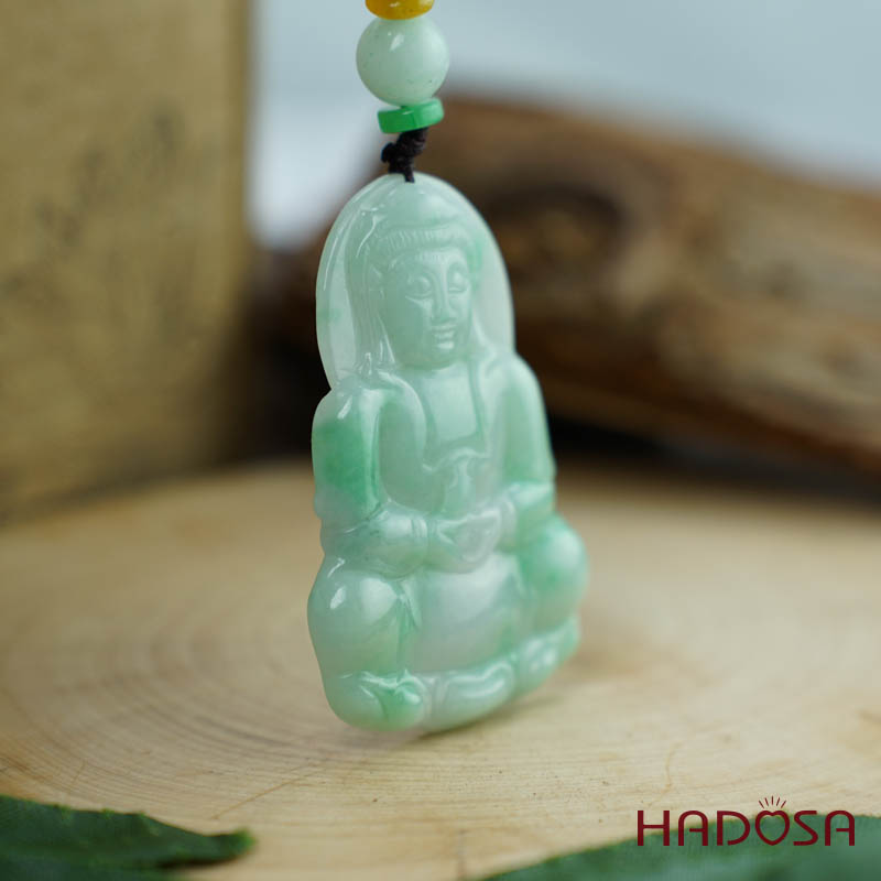 Phật Quan Âm Ngọc Cẩm Thạch A Nếp Chủng 50x32mm