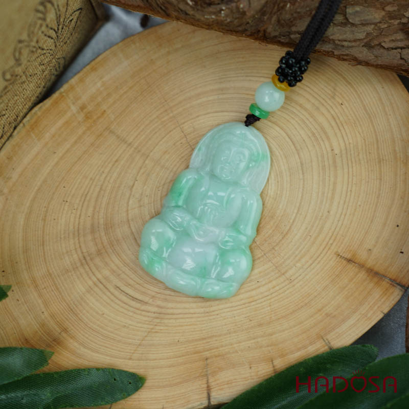 Phật Quan Âm Ngọc Cẩm Thạch A Nếp Chủng 50x32mm