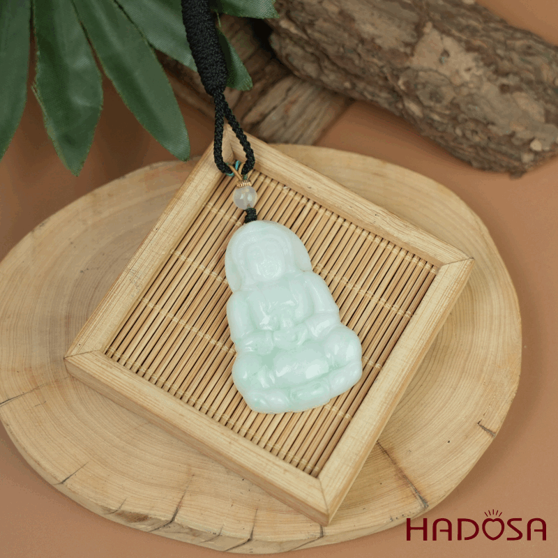 Phật Quan Âm Ngọc Cẩm Thạch A Nếp Chủng 50x32mm