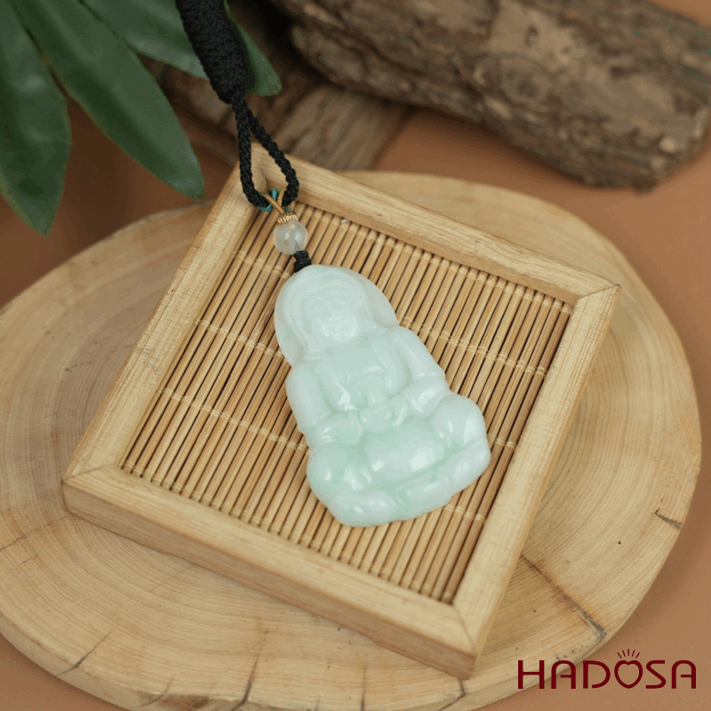 Phật Quan Âm Ngọc Cẩm Thạch A Nếp Chủng 50x32mm