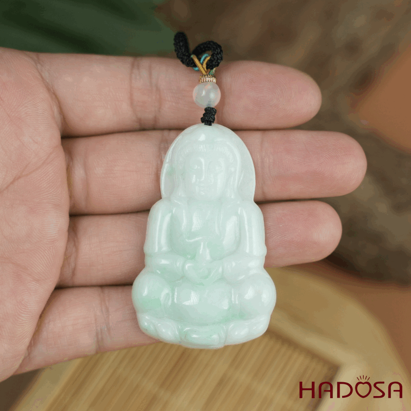 Phật Quan Âm Ngọc Cẩm Thạch A Nếp Chủng 50x32mm