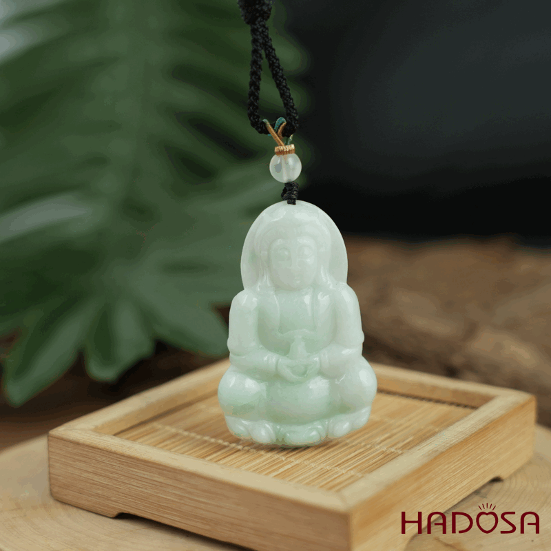 Phật Quan Âm Ngọc Cẩm Thạch A Nếp Chủng 50x32mm