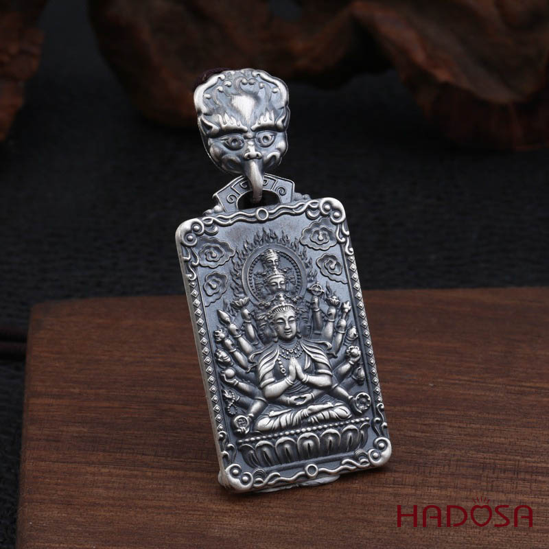 Mặt dây chuyền bạc Thái Phật bản mệnh Thiên Thủ Thiên Nhãn (Tý)