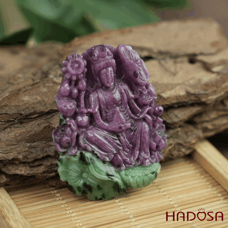 Phật Quan Âm Liên Hoa Ruby Nam Phi 36x45x7mm