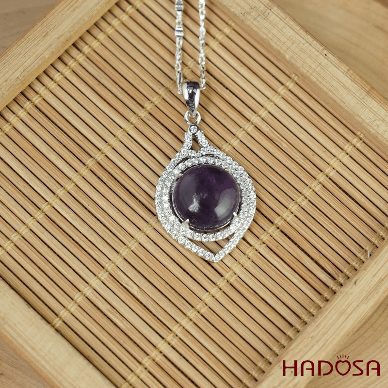 Mặt dây chuyền thạch anh tím tròn 11mm