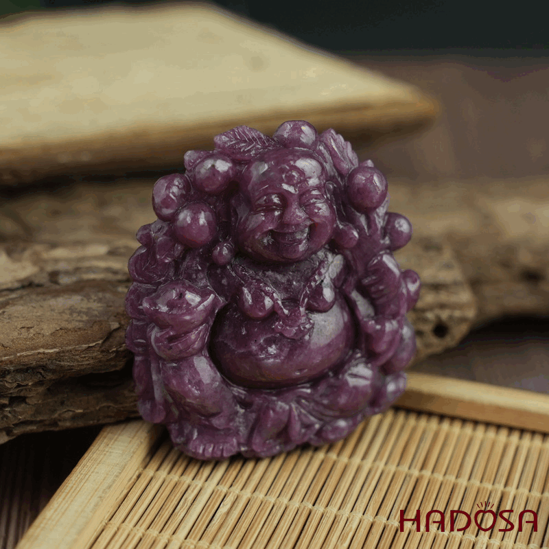 Phật Di Lặc Hỉ Tài Ruby Nam Phi 45x50x12mm