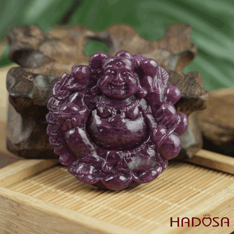 Phật Di Lặc Tụ Tài Ruby Nam Phi 46x47x8mm