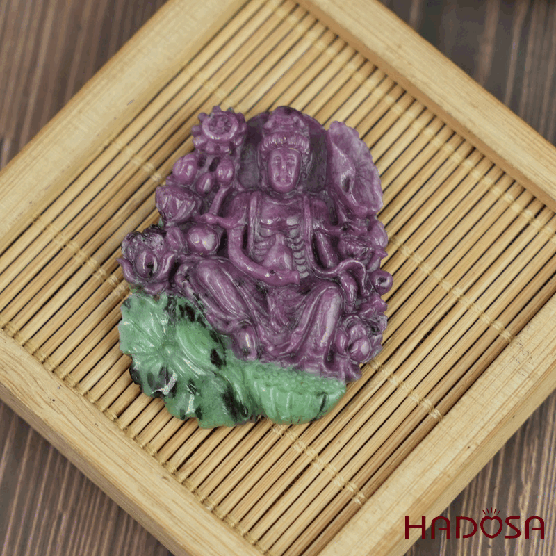 Phật Quan Âm Liên Hoa Ruby Nam Phi 36x45x7mm