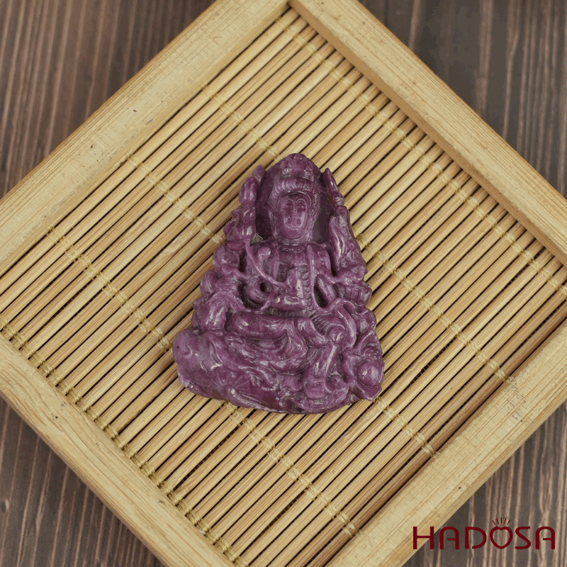 Phật Quan Âm Liên Hoa Ruby Nam Phi 29x37x9mm