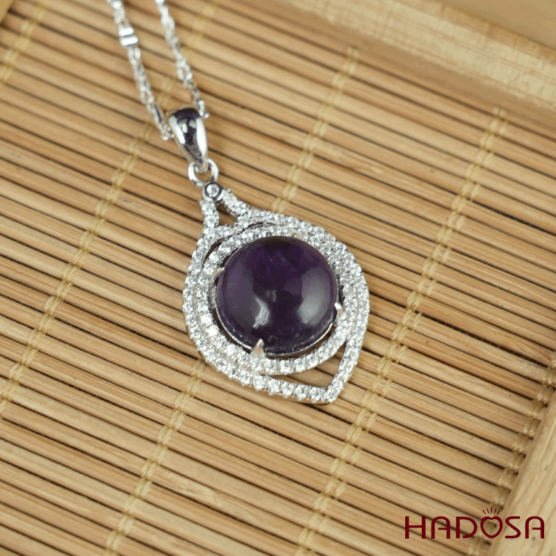 Mặt dây chuyền thạch anh tím tròn 11mm