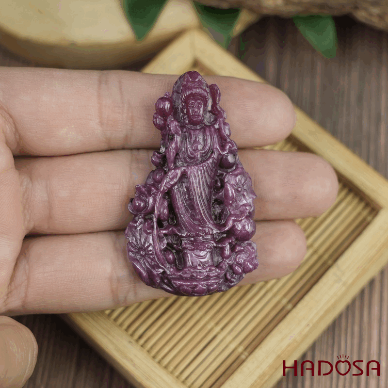 Phật Quan Âm Ruby Nam Phi 28x48x8mm
