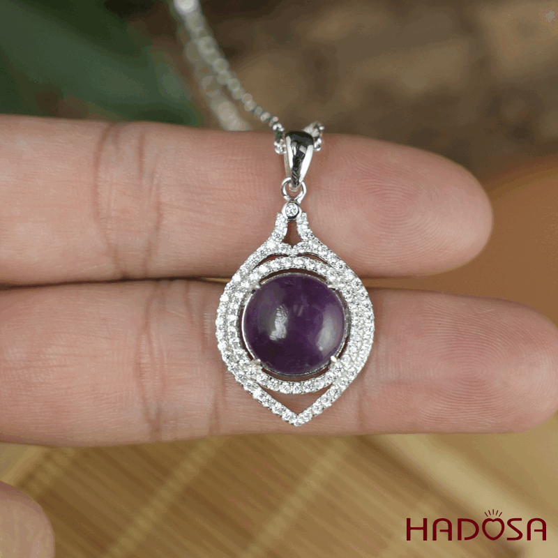 Mặt dây chuyền thạch anh tím tròn 11mm