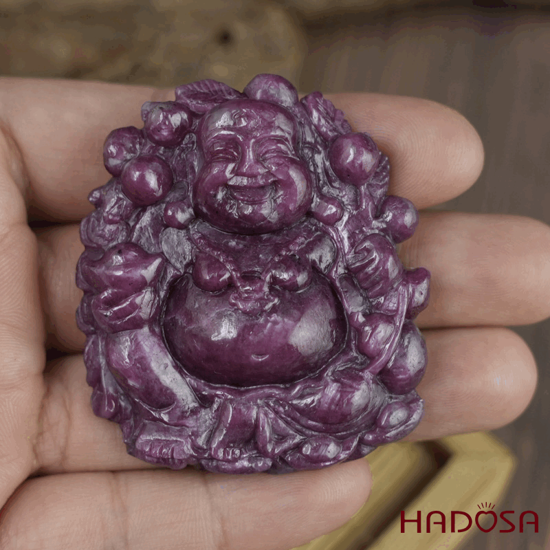 Phật Di Lặc Hỉ Tài Ruby Nam Phi 45x50x12mm