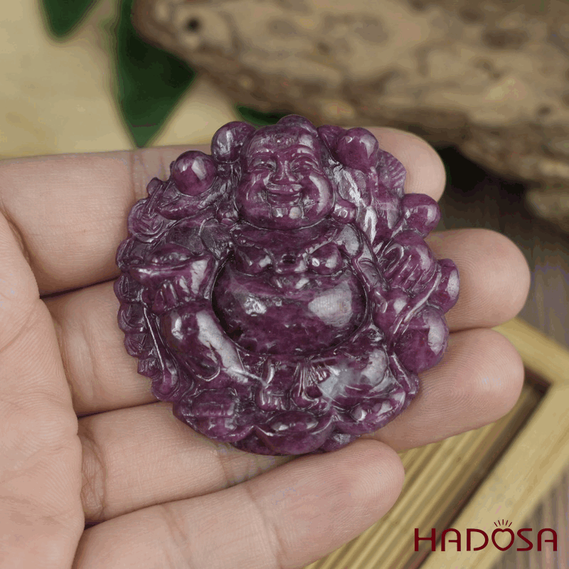 Phật Di Lặc Tụ Tài Ruby Nam Phi 46x47x8mm