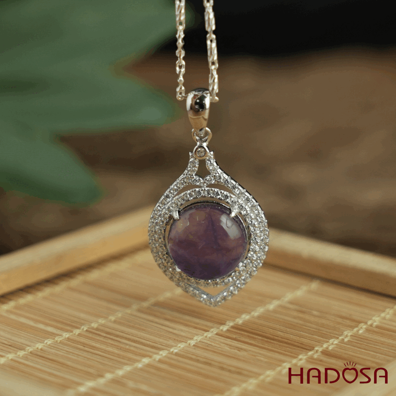 Mặt dây chuyền thạch anh tím tròn 11mm