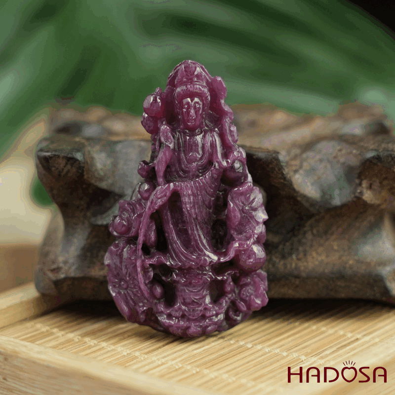 Phật Quan Âm Ruby Nam Phi 28x48x8mm