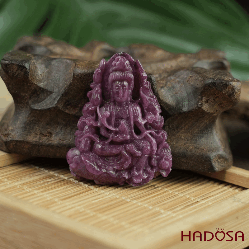 Phật Quan Âm Liên Hoa Ruby Nam Phi 29x37x9mm