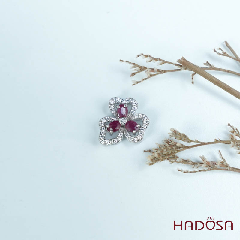 Mặt dây chuyền Ruby (gf) facet 3*4mm bạc 925