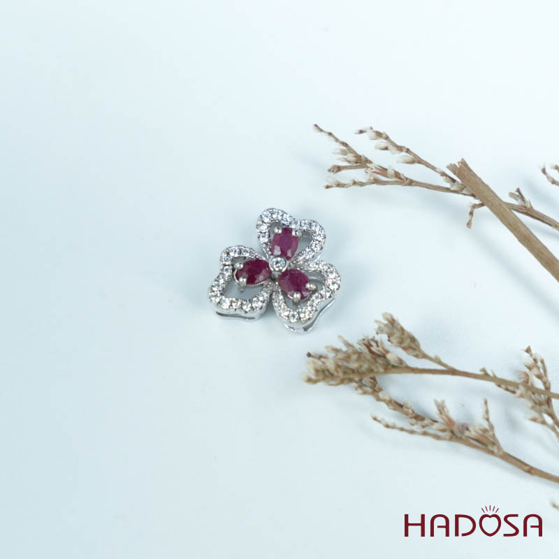 Mặt dây chuyền Ruby (gf) facet 3*4mm bạc 925