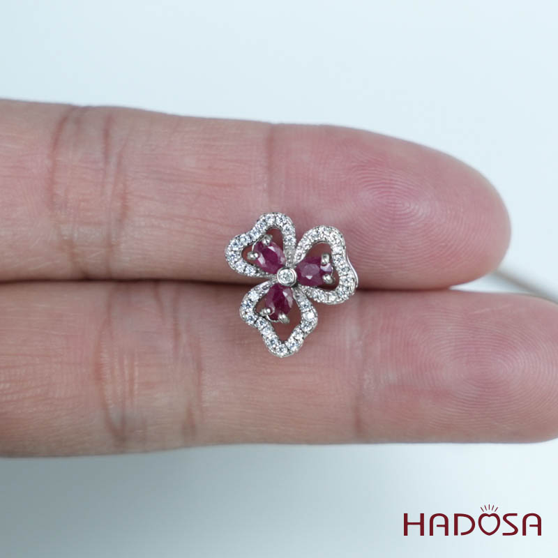 Mặt dây chuyền Ruby (gf) facet 3*4mm bạc 925