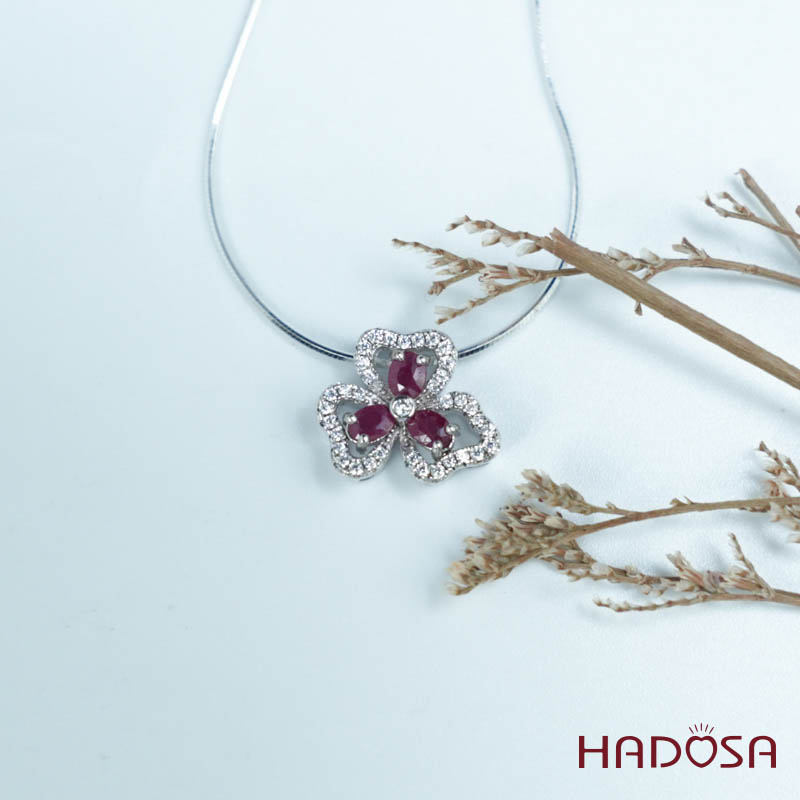 Mặt dây chuyền Ruby (gf) facet 3*4mm bạc 925