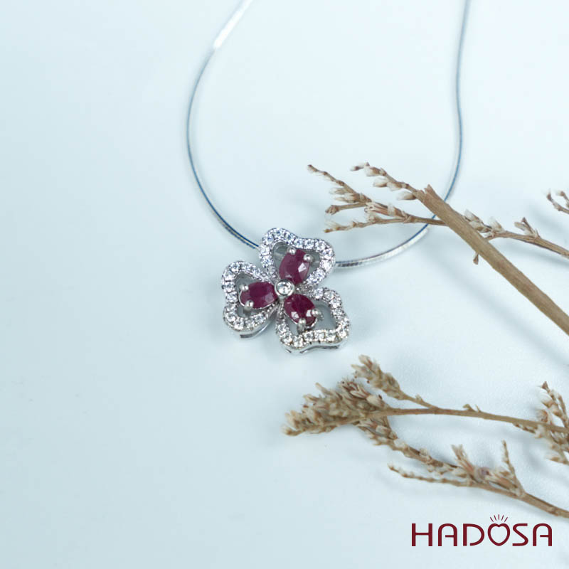 Mặt dây chuyền Ruby (gf) facet 3*4mm bạc 925