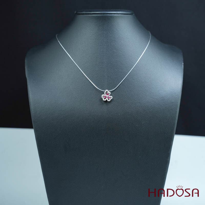 Mặt dây chuyền Ruby (gf) facet 3*4mm bạc 925