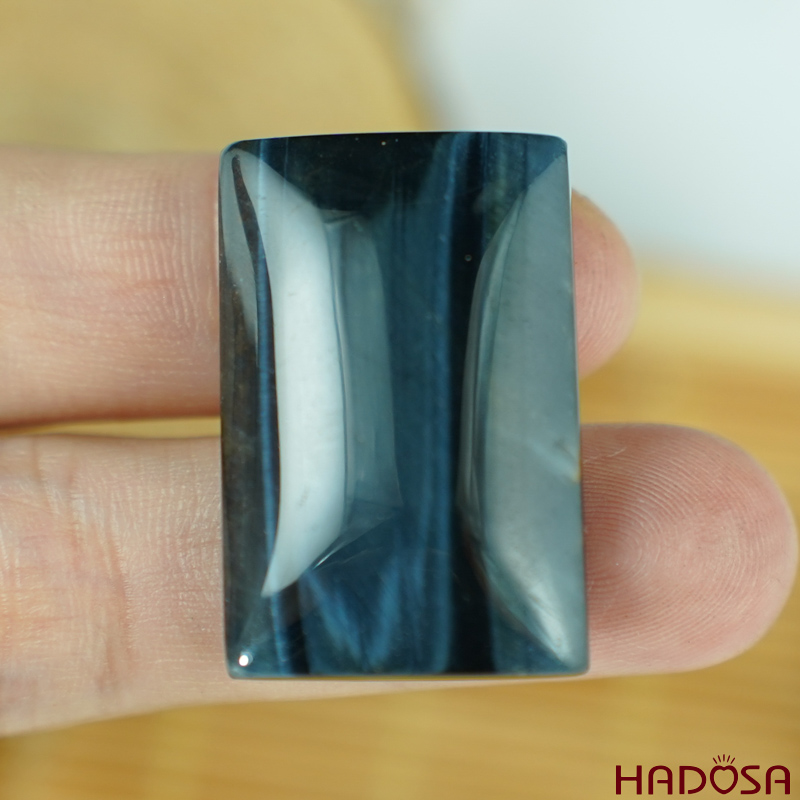 Mặt dây chuyền thạch anh mắt Hổ xanh đen 30x20mm  chuẩn 6A