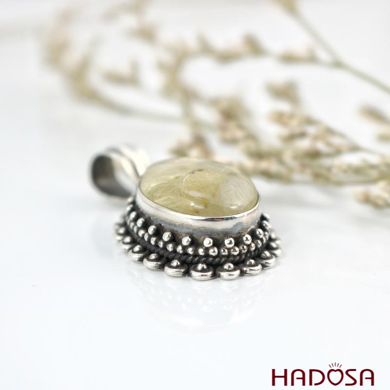 Mặt dây chuyền Thạch anh tóc vàng bạc 925