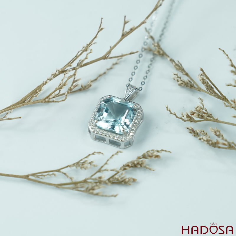 Mặt dây chuyền đá Topaz 11*11mm bạc 925