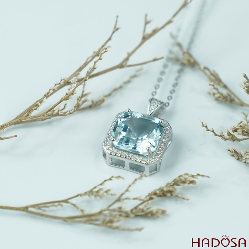 Mặt dây chuyền đá Topaz 11*11mm bạc 925