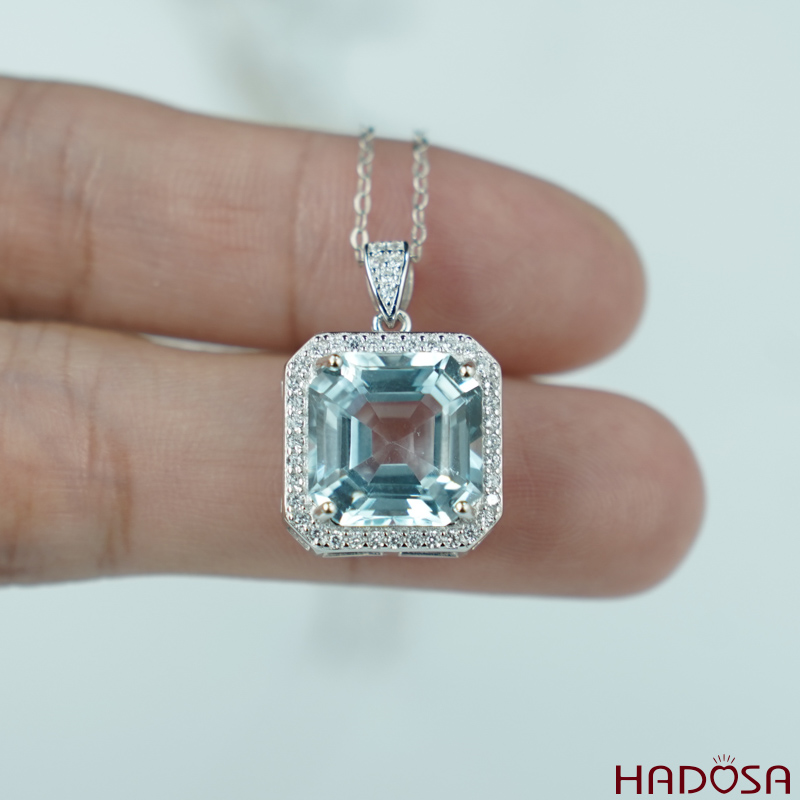 Mặt dây chuyền đá Topaz 11*11mm bạc 925