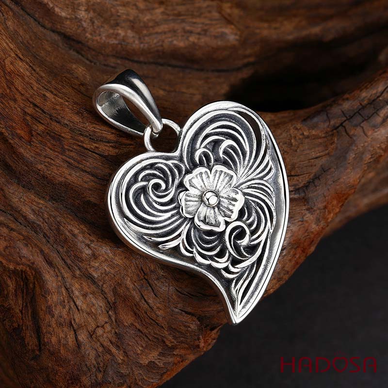 Mặt dây chuyền Trái Tim Bạc Thái Tâm Linh Hoa Nở