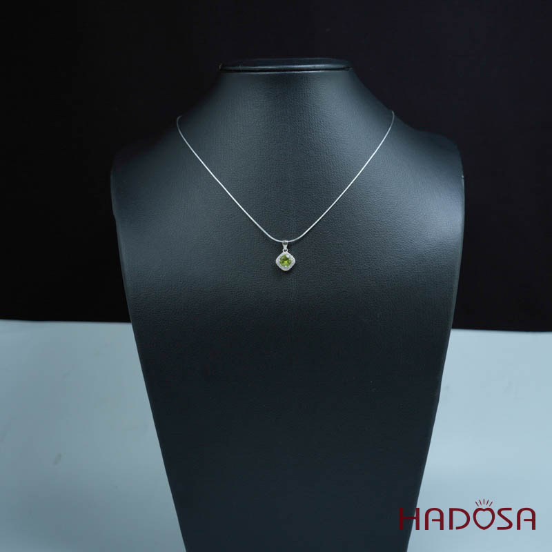 Mặt dây đá Peridot 6mm bạc 925