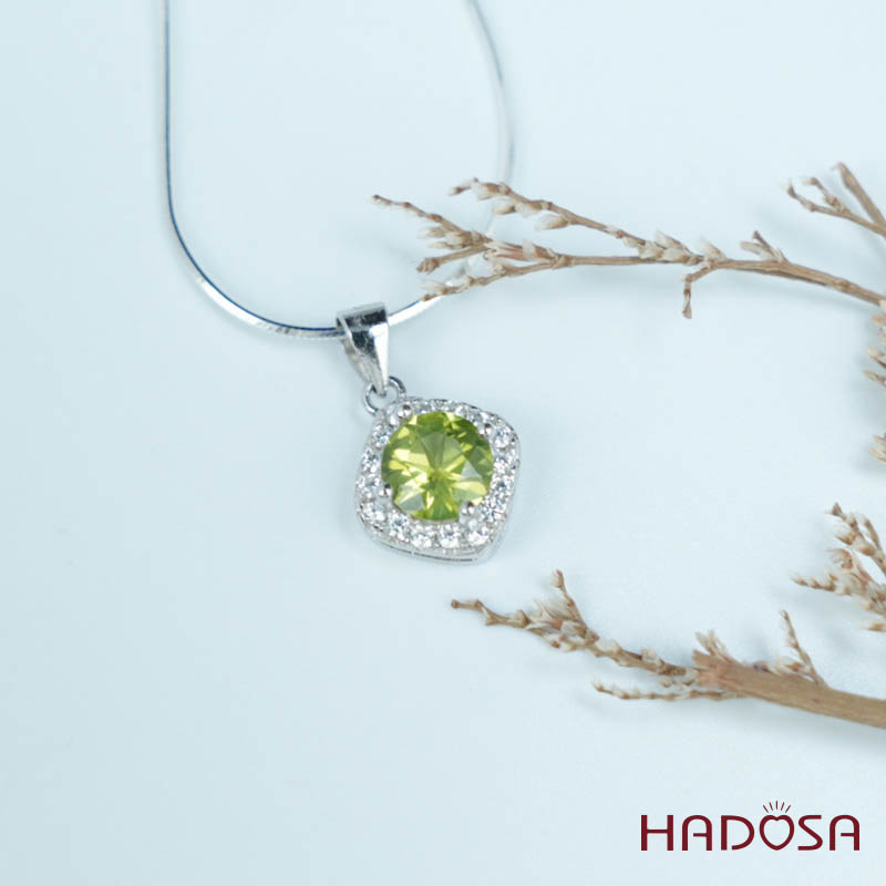Mặt dây đá Peridot 6mm bạc 925