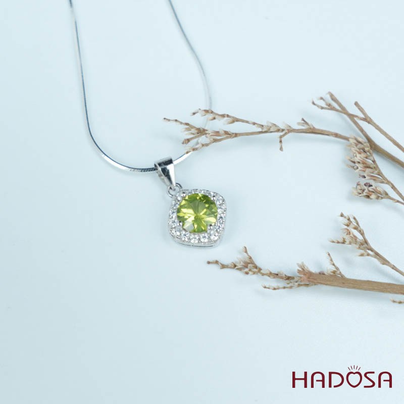Mặt dây đá Peridot 6mm bạc 925