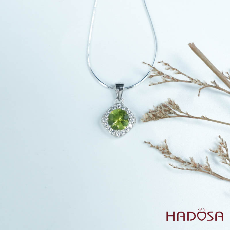 Mặt dây đá Peridot 6mm bạc 925