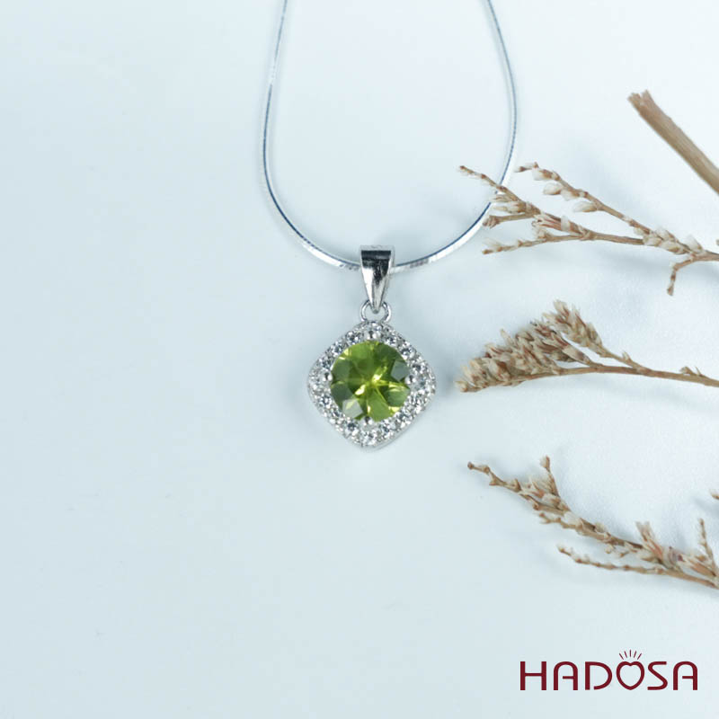 Mặt dây đá Peridot 6mm bạc 925